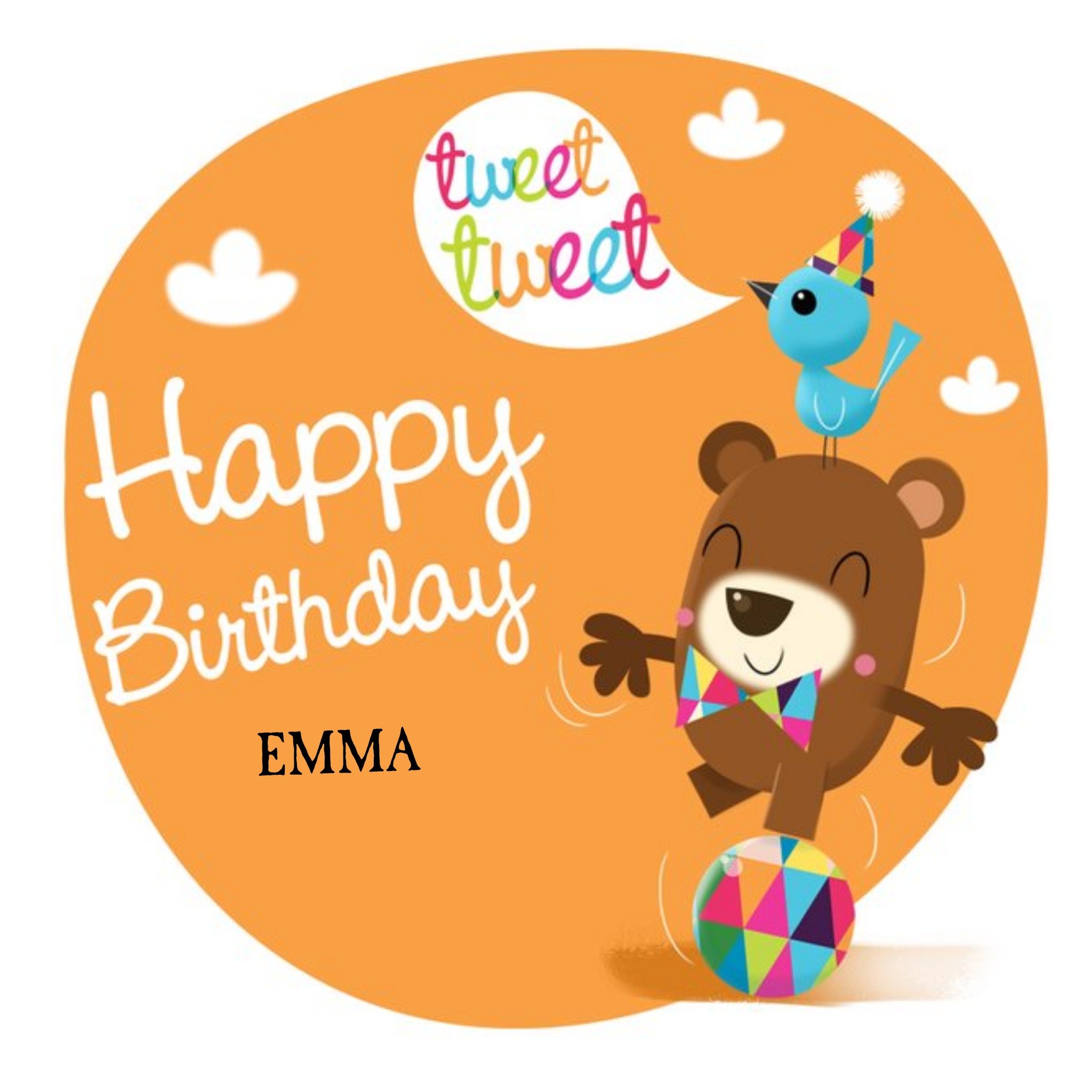 Moonpig Balancing Bear And Friends Happy Birthday Kids Card, Square