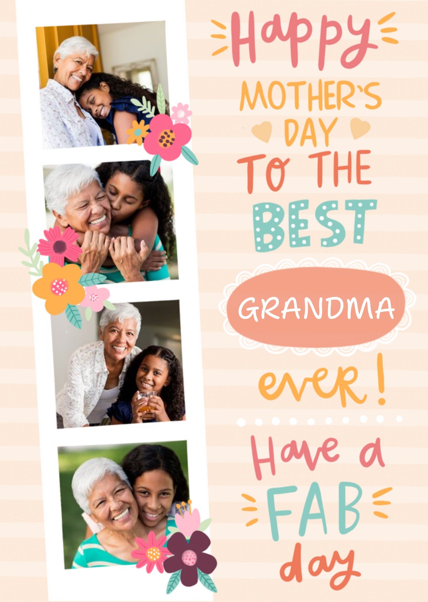 Moonpig Best Grandma Mother's Day Multi Photo Upload Card, Large