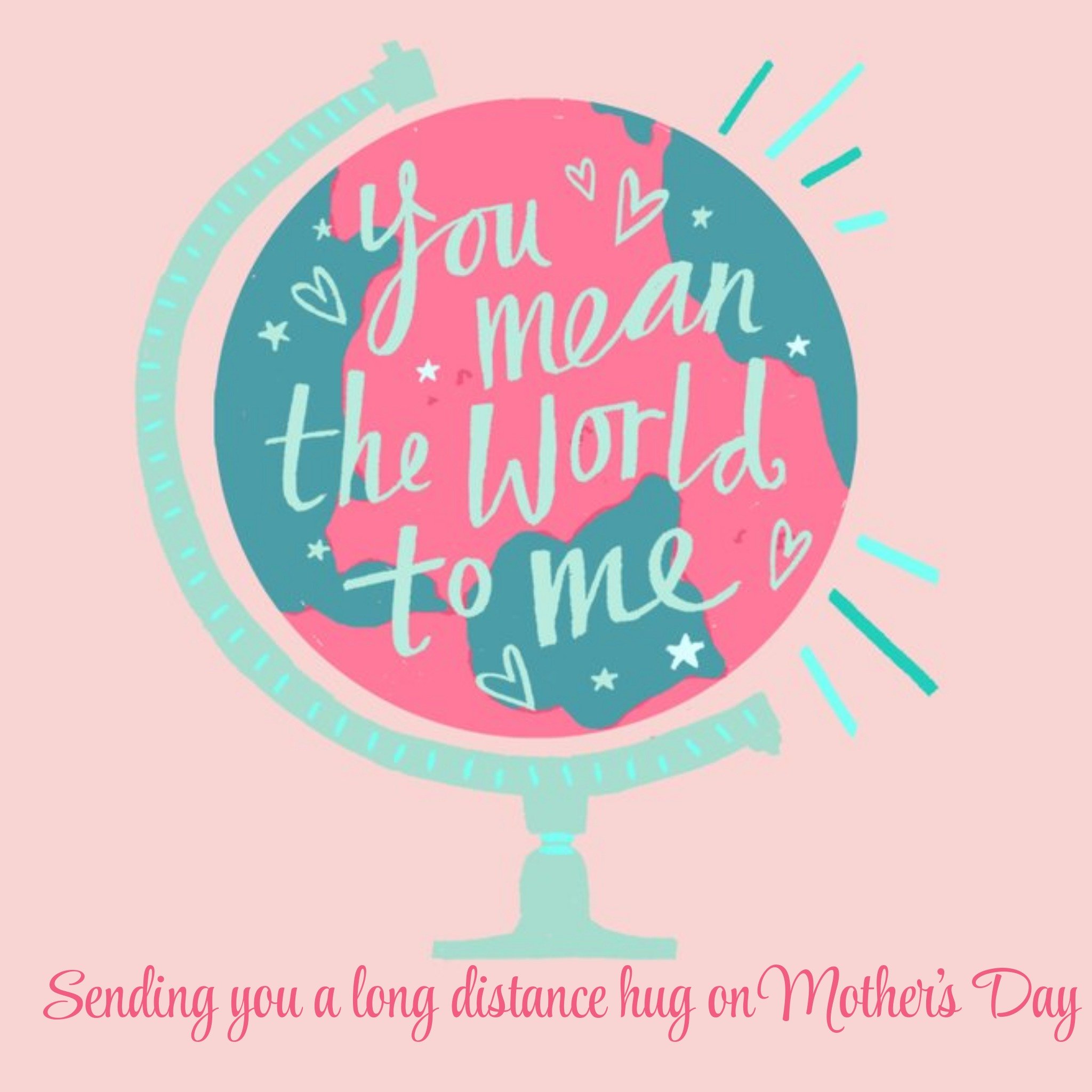 Moonpig Retro Globe Design Sending You A Long Distance Hug On Mother's Day Card, Square