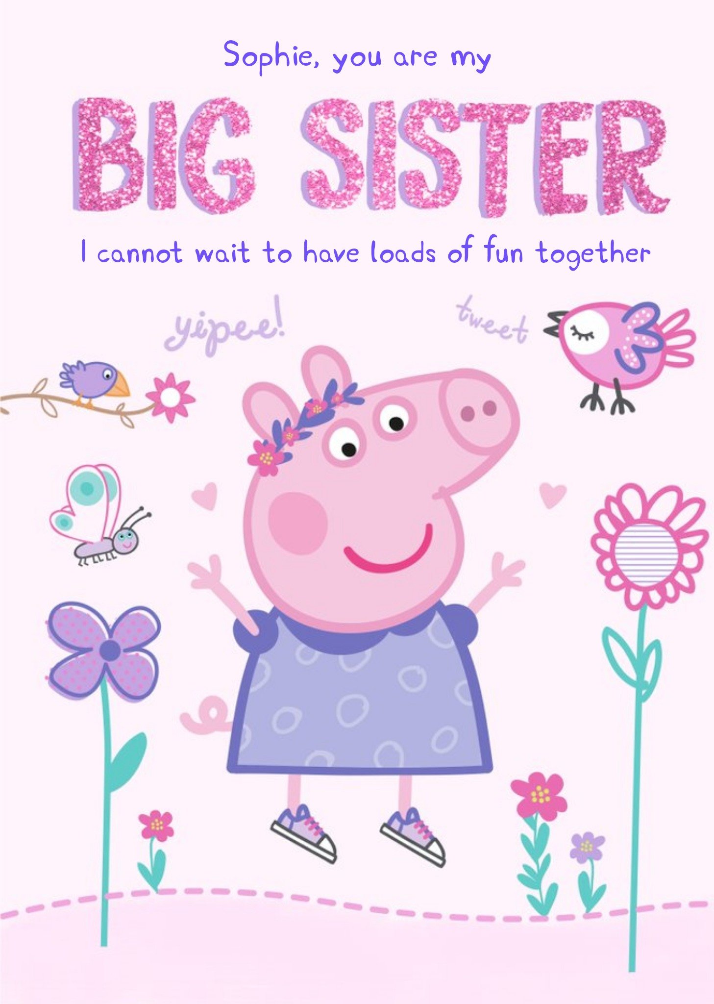 New Baby Card - Big Sister - Peppa Pig, Large