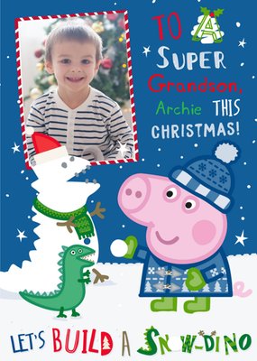 Peppa Pig Snow Dino Photo Upload Christmas Card