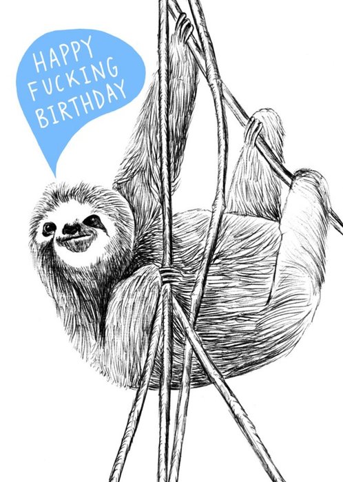 Funny Happy Birthday Sloth Card