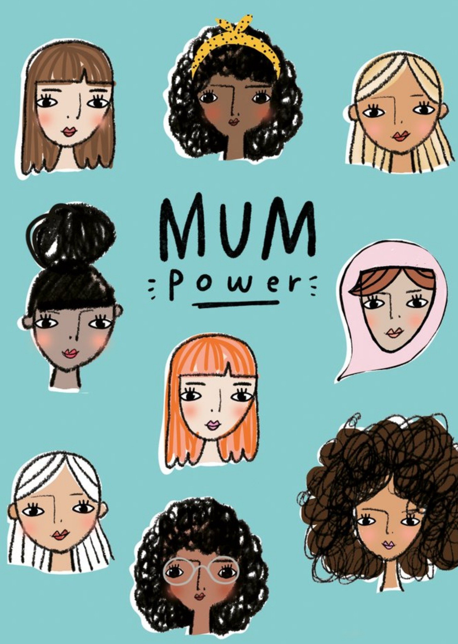 Moonpig Pigment Cute Diverse Illustrations Mum Power Mother's Day Card Ecard