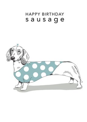 Modern Cute Dog Illustration Happy Birthday Sausage Birthday Card
