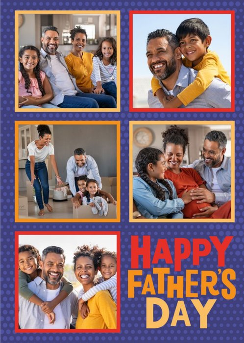 Happy Father's Day Photo Upload Blue Card