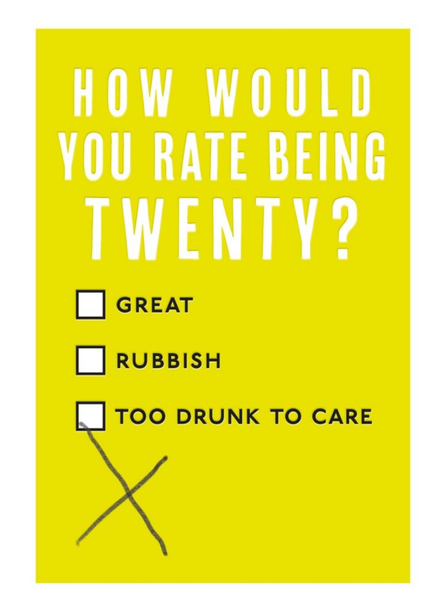 Friends Mungo And Shoddy Typographic Alcohol Funny Twenty 20 Birthday Card, Large