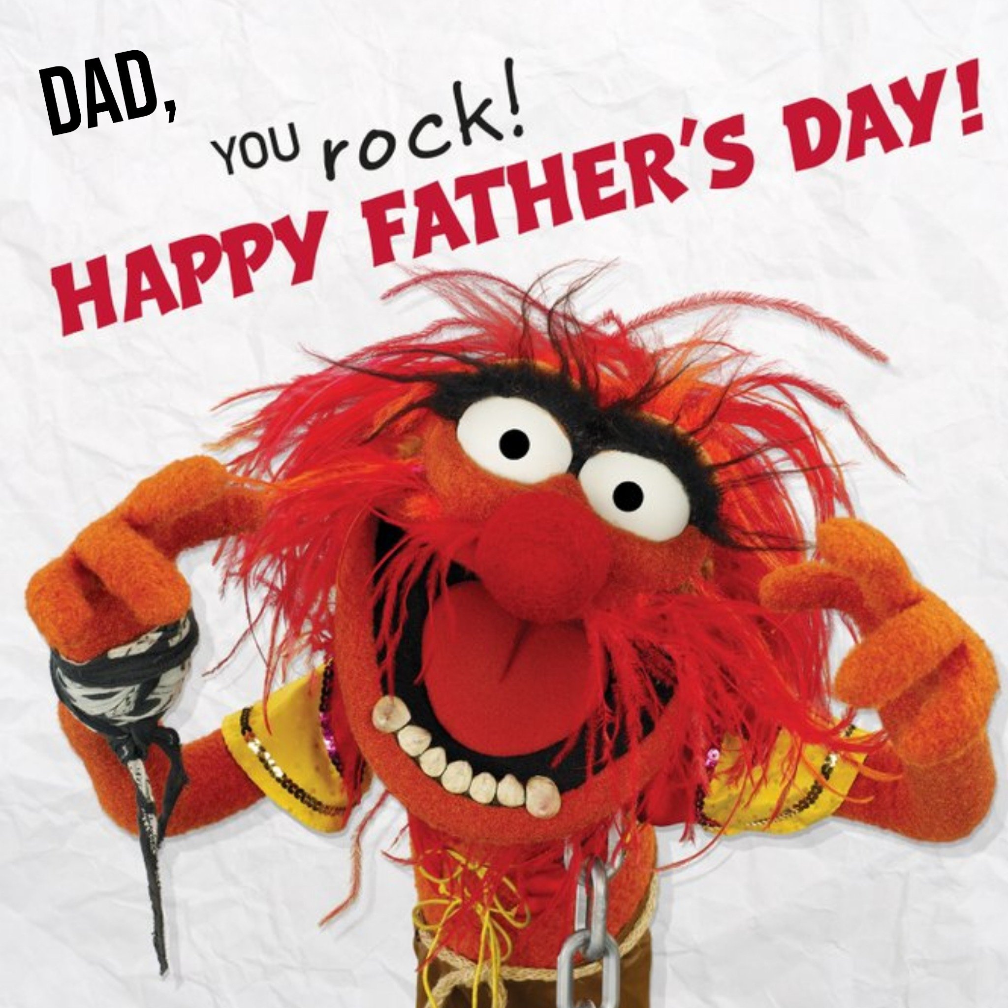 Disney The Muppets Animal You Rock Personalised Happy Father's Day Card, Large