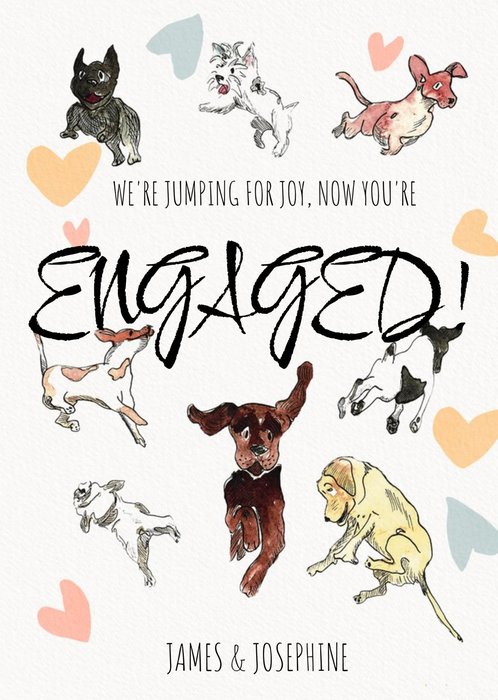 Jo Scott Art Watercolour Dogs Engagement Special Occasion Card
