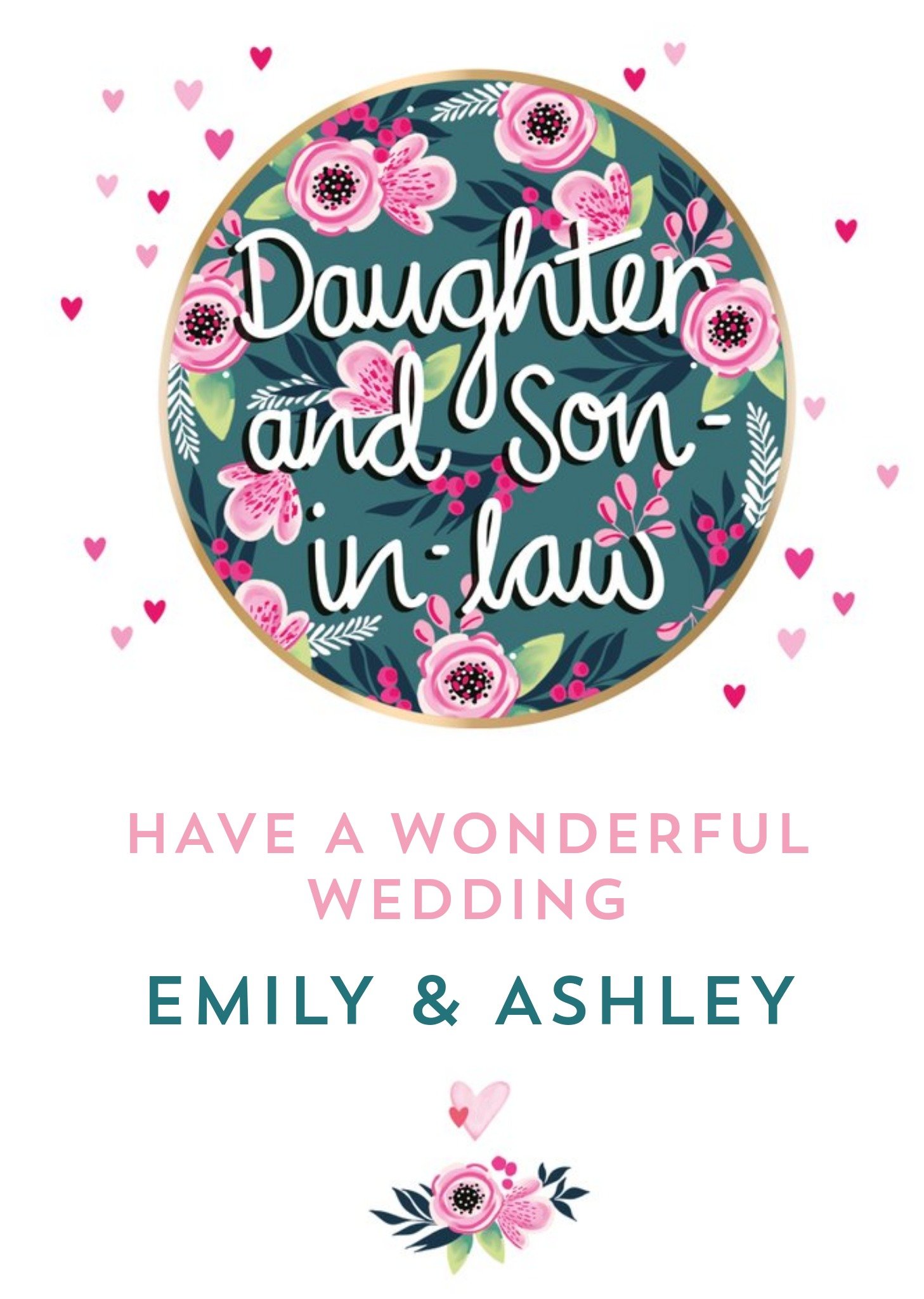 Ling Design Floral Wedding Card For Daughter And Son-In-Law