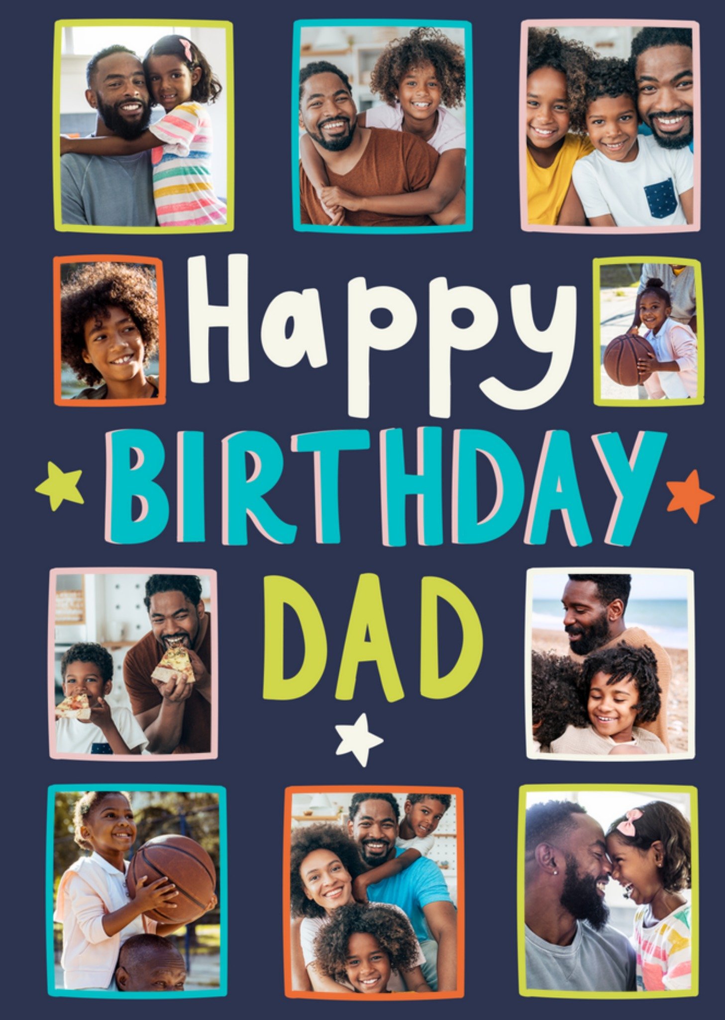 Moonpig Sweet And Bold Colourful Happy Birthday Dad Collage Photo Upload Birthday Card Ecard