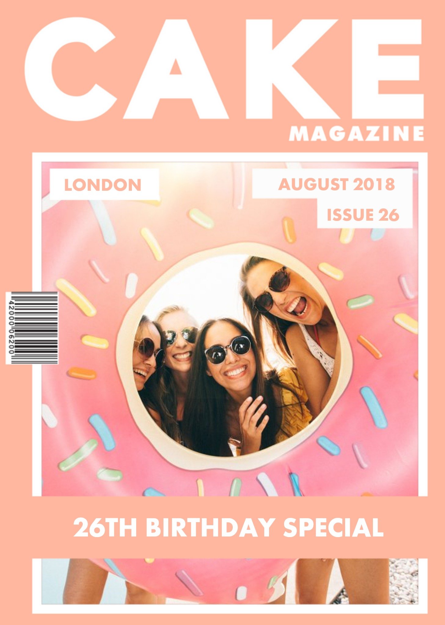 Moonpig Cake Magazine Cover Photo Upload Card, Large