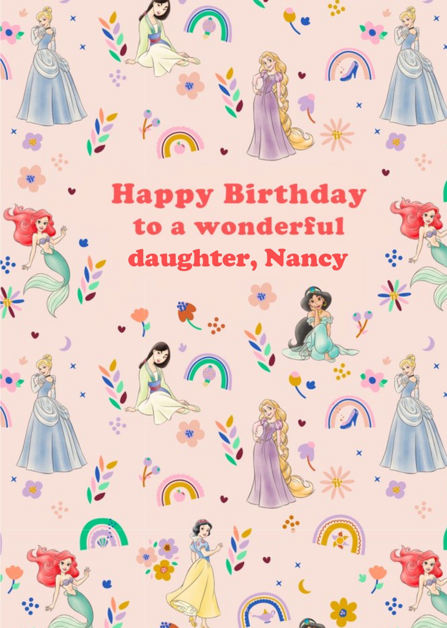 Disney Princess Wonderful Daughter Birthday Card Ecard