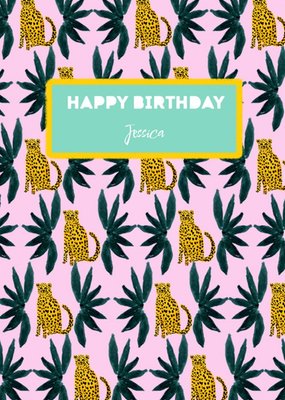 Cheetah Pattern Personalised Birthday Card