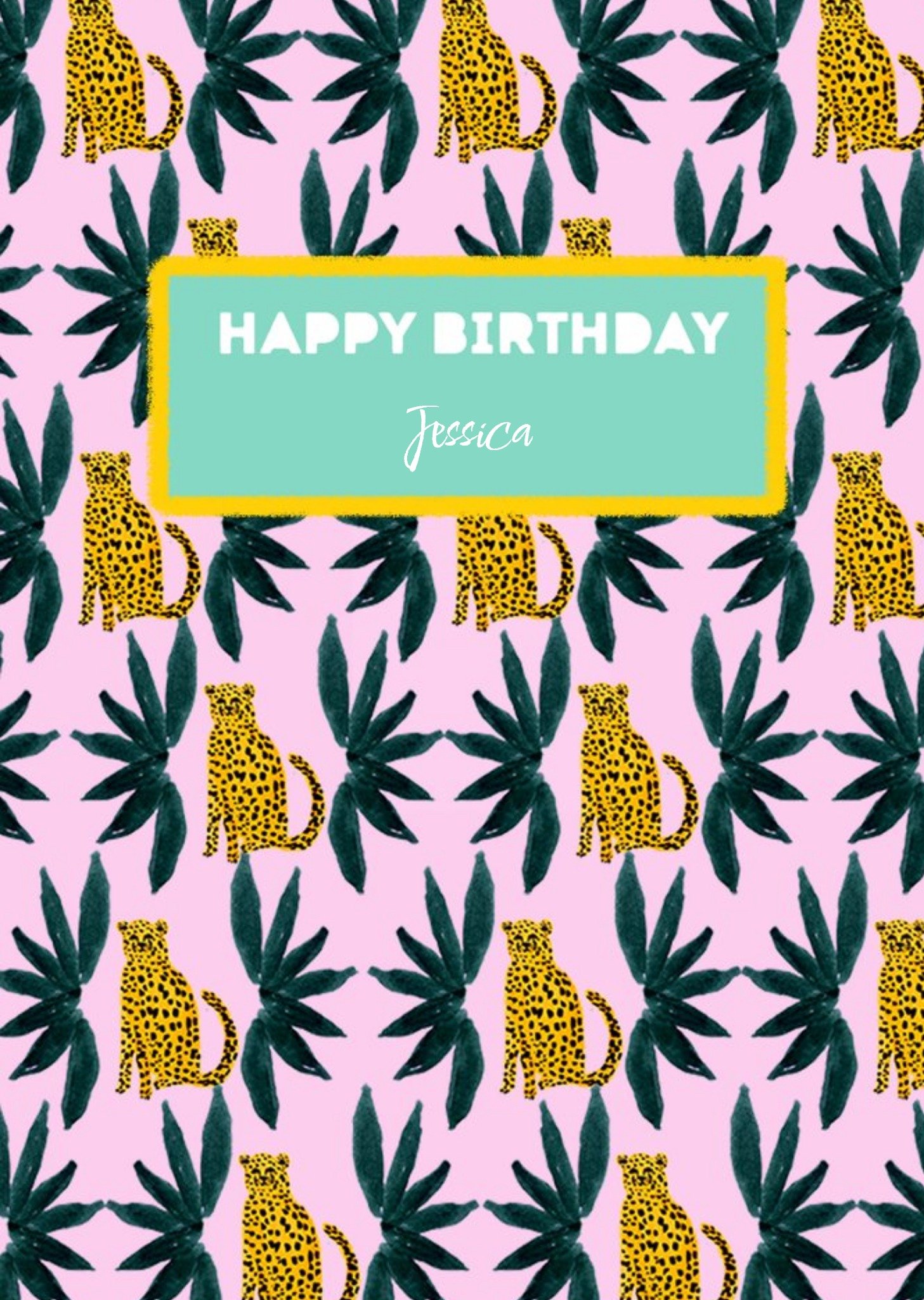 Cheetah Pattern Personalised Birthday Card Ecard