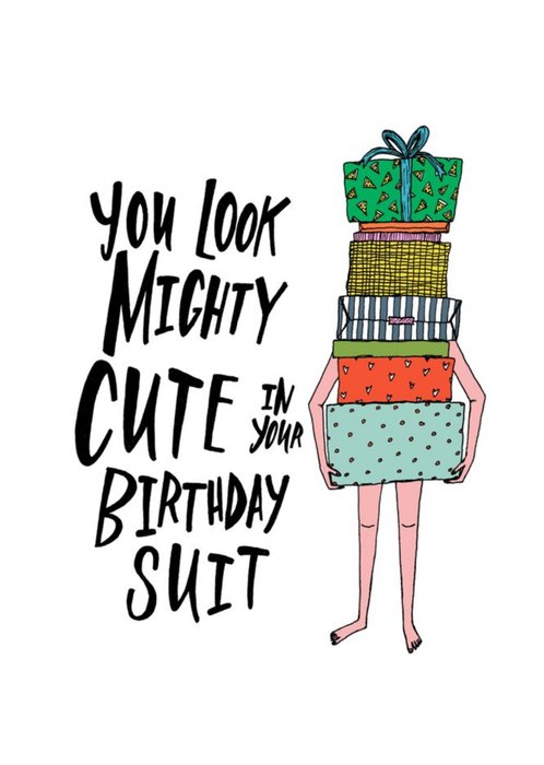 Presents Cute Birthday Suit Birthday Card