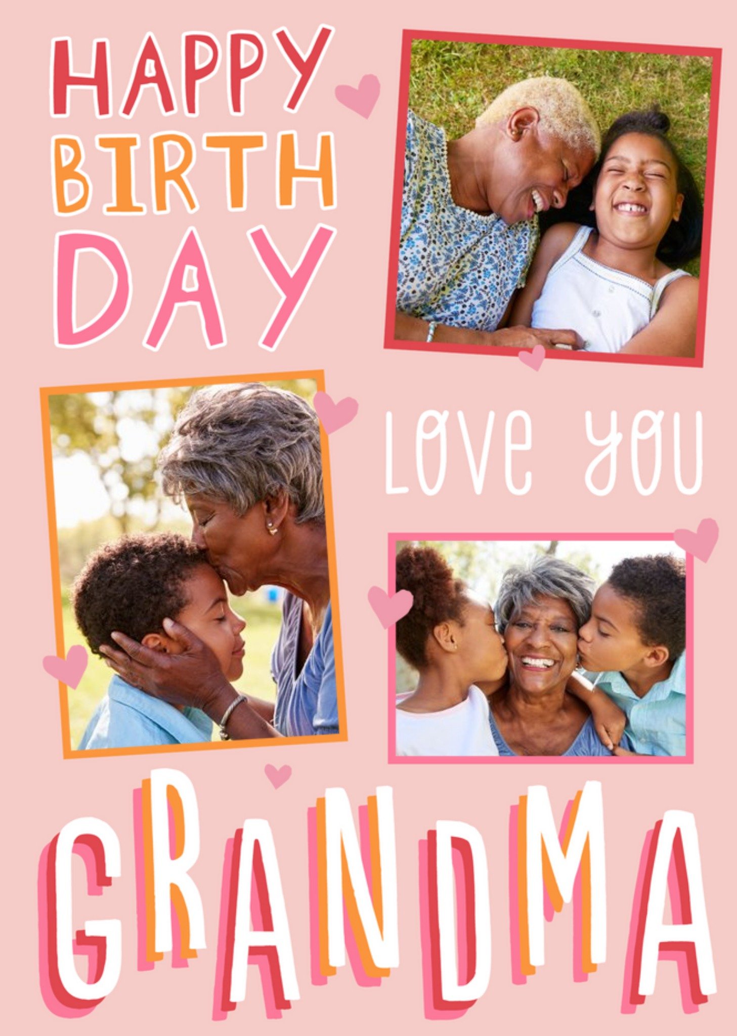 Big Bold Type Typographic Grandma Birthday Photo Upload Card