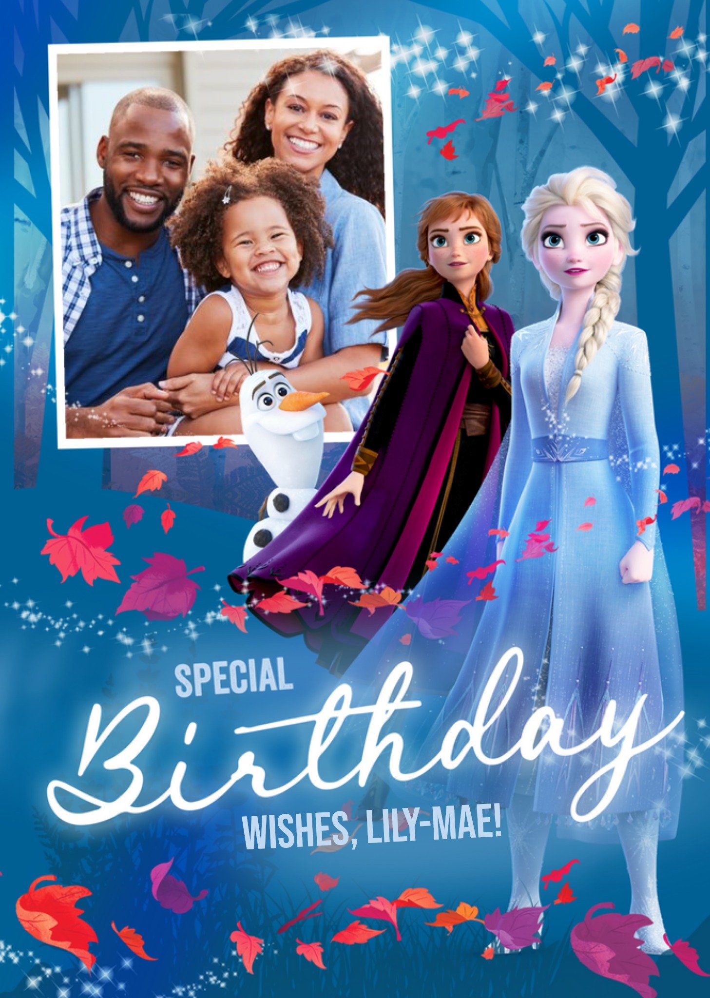 Disney Frozen 2 Magical Photo Upload Special Birthday Wishes Card, Large