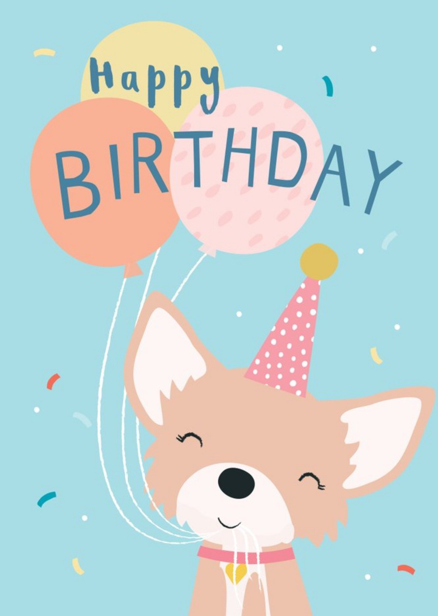 Moonpig Klara Hawkins Dog & Balloons Birthday Greeting Card Ecard