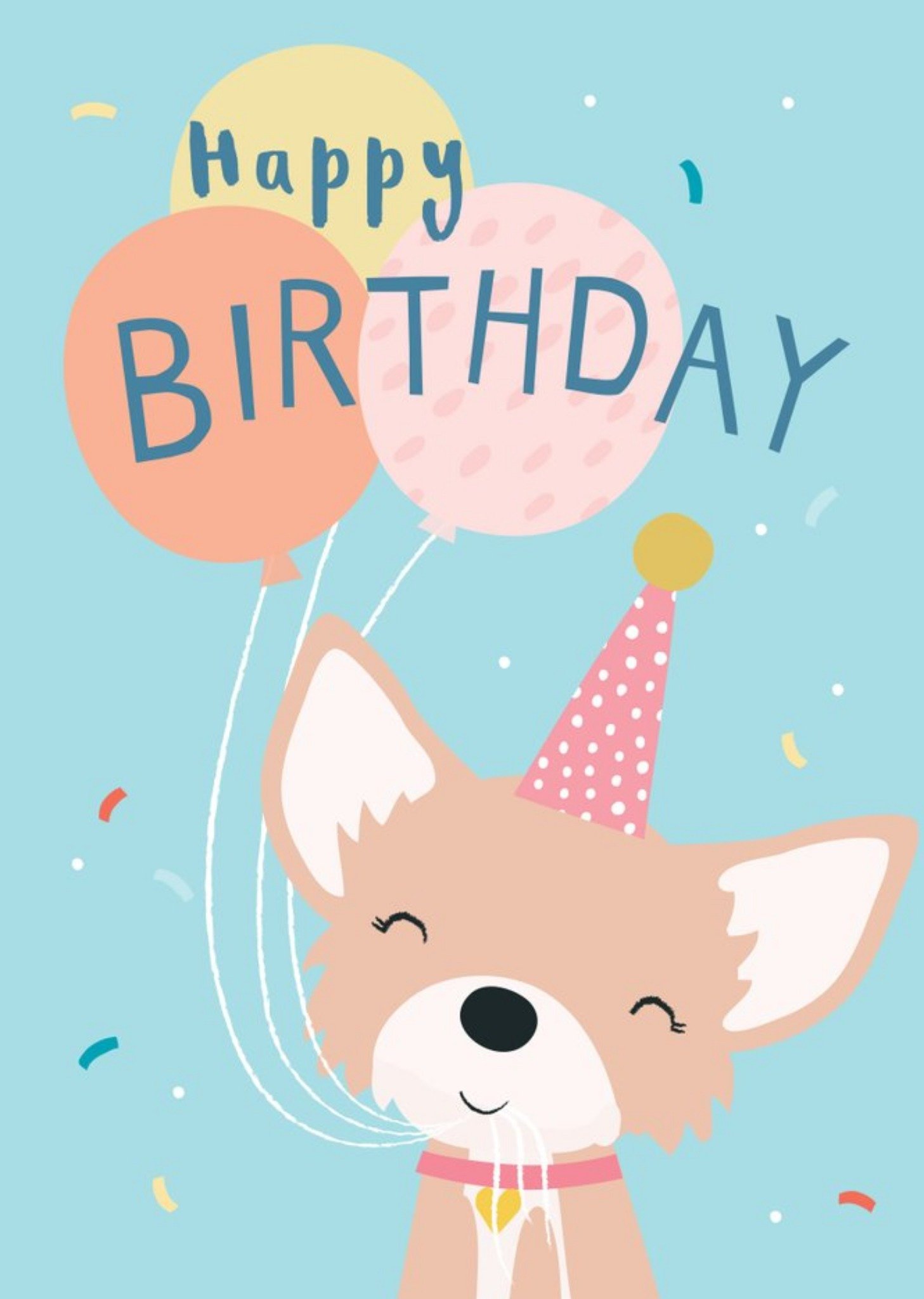 Klara Hawkins Dog & Balloons Birthday Greeting Card Ecard