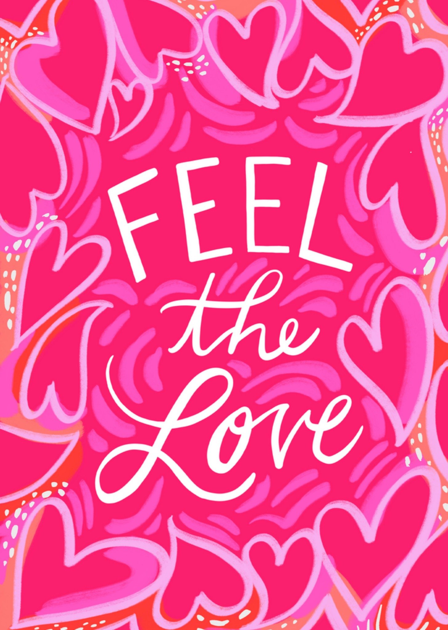 Feel The Love Pink Heart Card Ecard