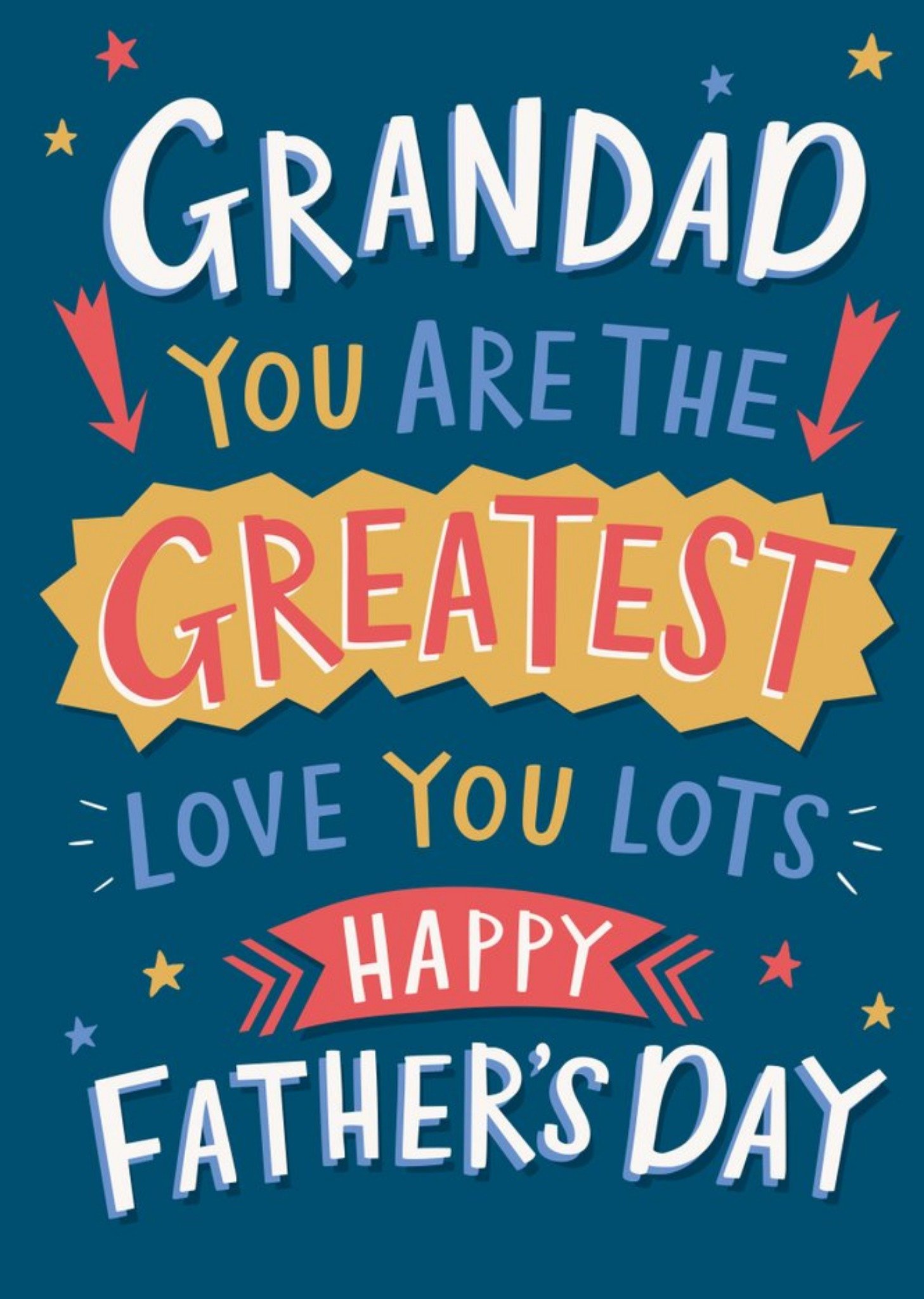 Fun And Colourful Typography On A Blue Background Father's Day Card Ecard