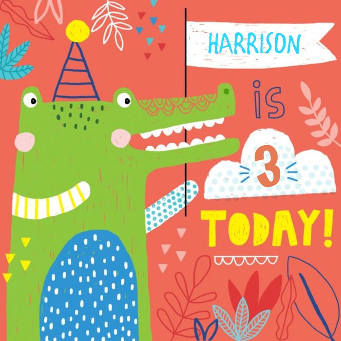 Baby Alligator Happy Birthday Kids Card