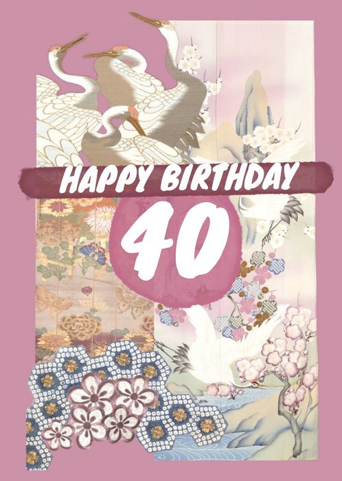 V&A Floral East Asia Pattern 40th Birthday Card