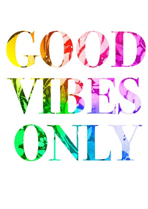 Good Vibes Only Typographic Rainbow Card