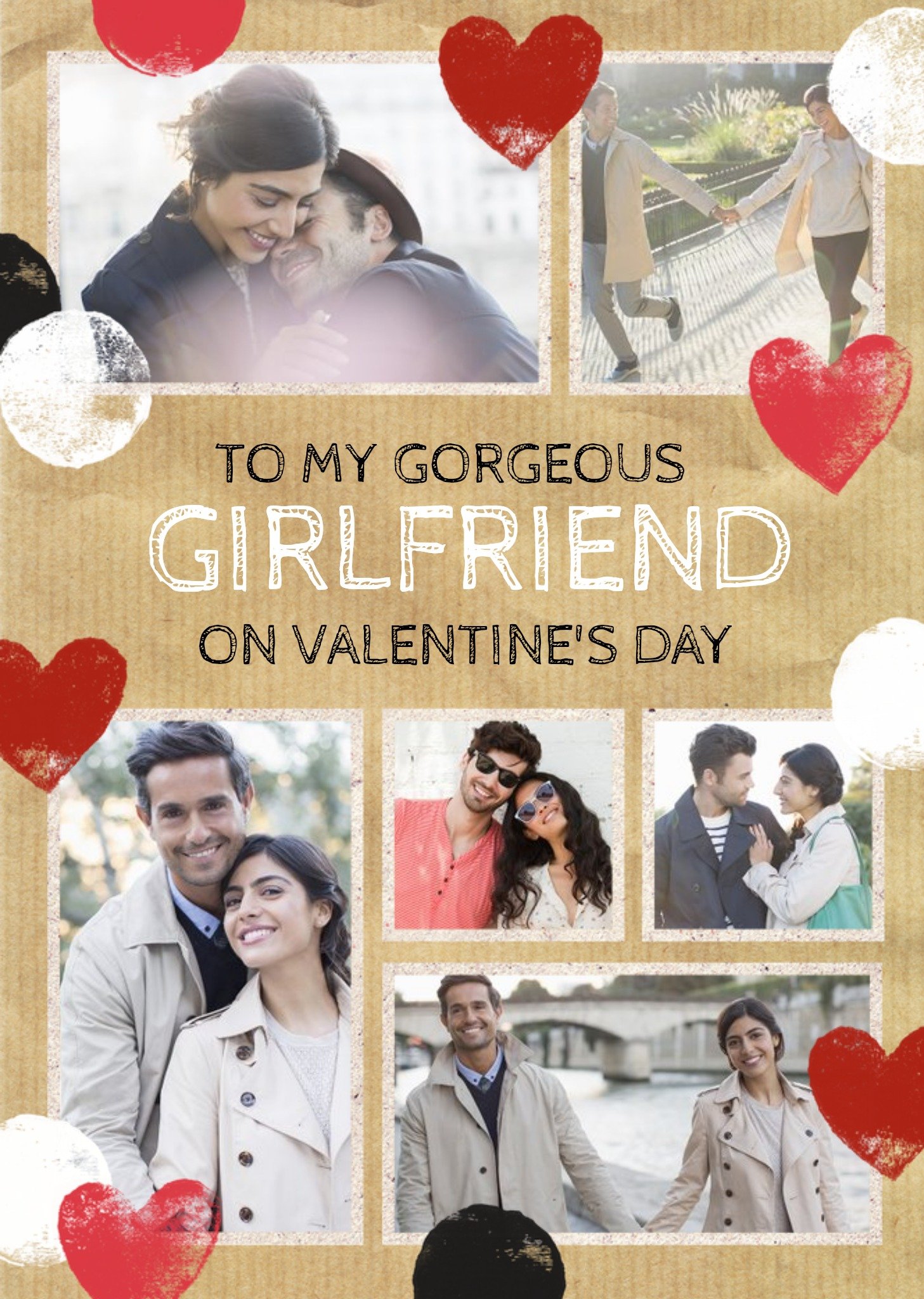 Stamped Hearts To My Gorgeous Girlfriend Photo Valentine's Day Card Ecard