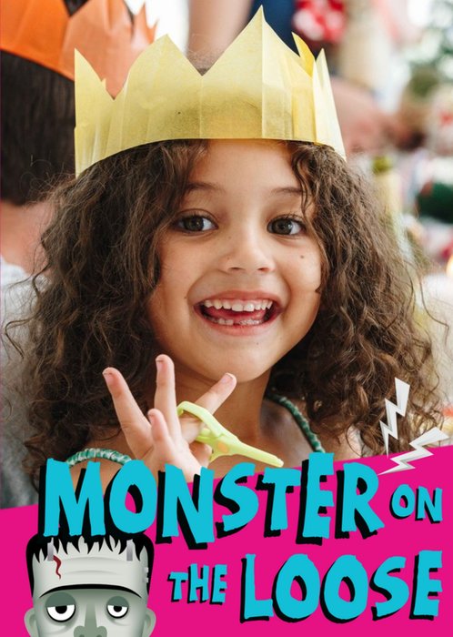 Little Monsters Frankenstein Photo Upload Birthday Card