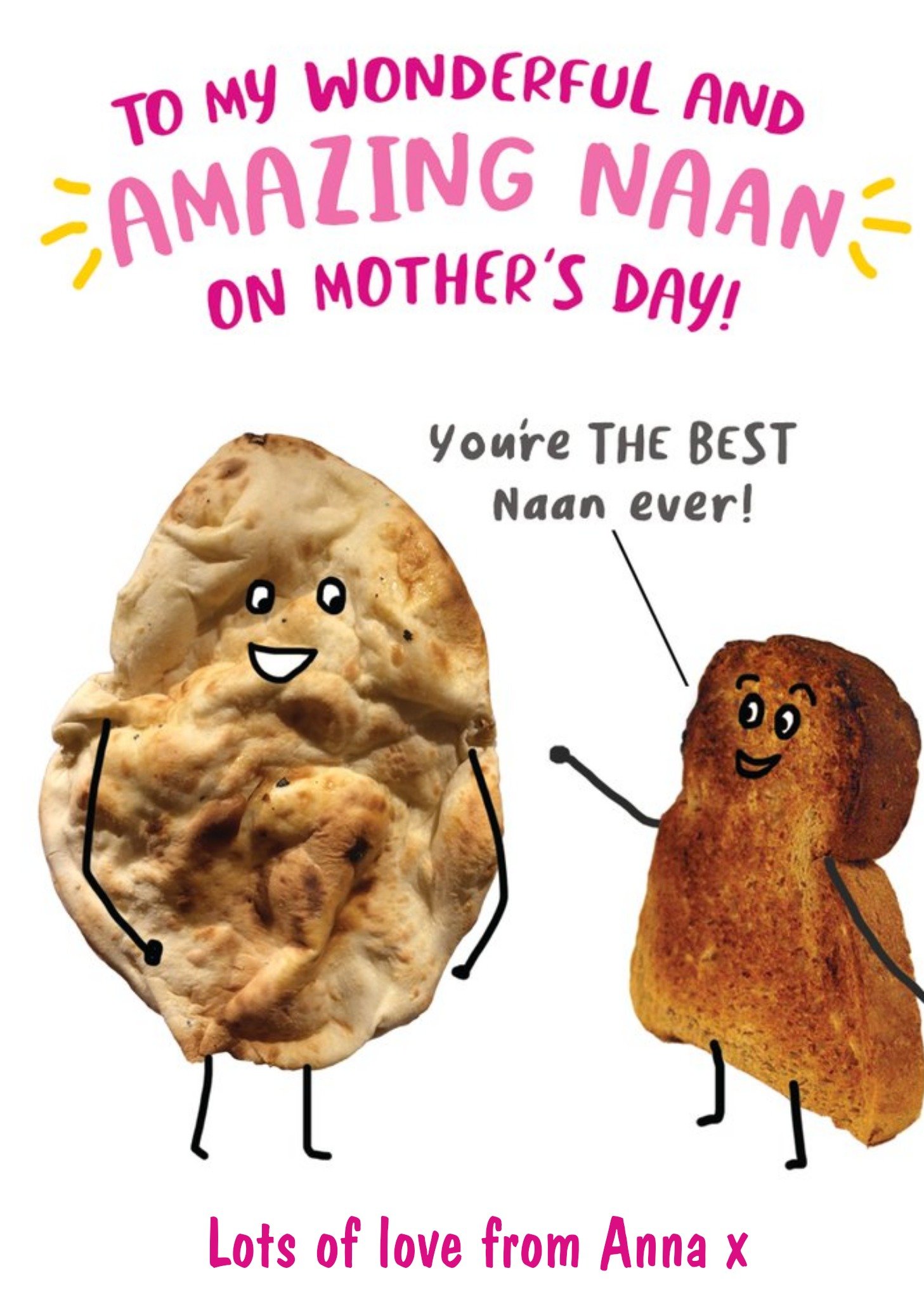 Moonpig You're The Best Naan Ever Funny Pun Mother's Day Card Ecard