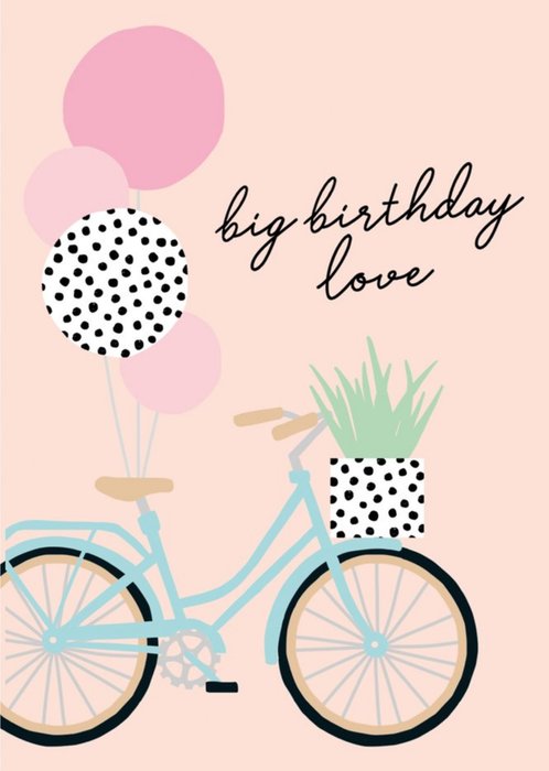 Colourful Big Birthday Love Bicycle And Balloons Card | Moonpig