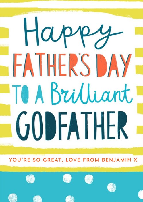 Modern Typographic Happy Father's Day card for a Brilliant Godfather