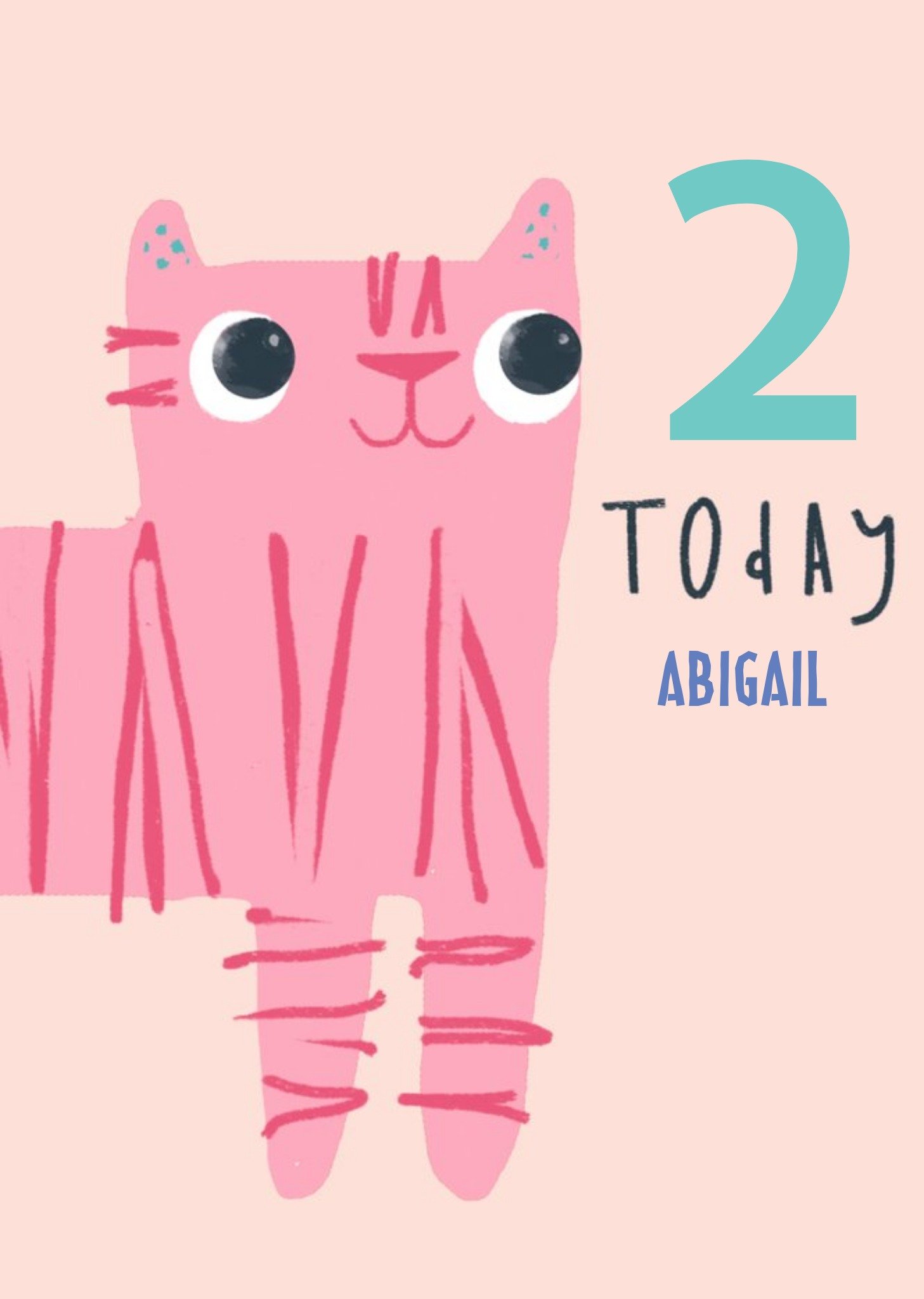 Moonpig Cute Illustrative Striped Cat Birthday Card, Large