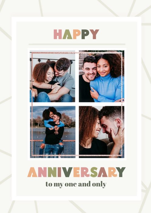 Mulitple Photo Frames With Colourful Text Anniversary Photo Upload Card