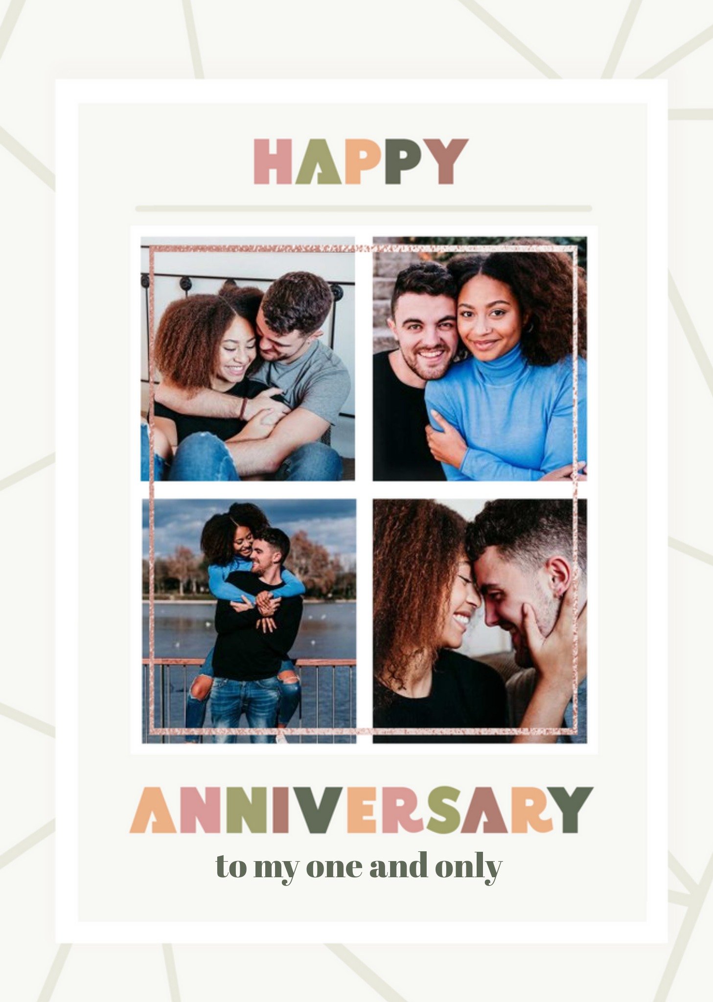 Moonpig Mulitple Photo Frames With Colourful Text Anniversary Photo Upload Card, Large