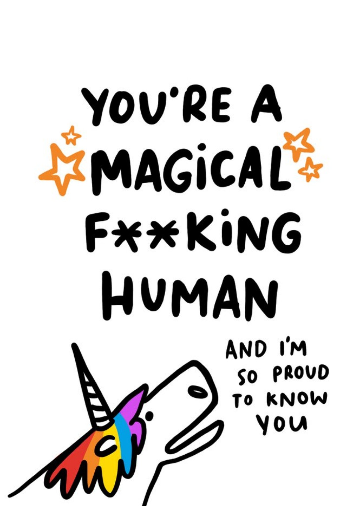 Moonpig Cute Illustration Youre A Magical Fking Human Card, Large