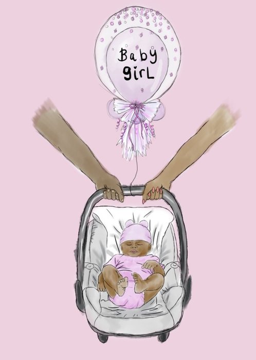 Illustration Of A Baby Girl In A Baby Car Seat New Baby Card