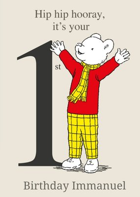 Rupert Bear Retro Comic Character Hip Hip Hooray Happy 1st Birthday Card