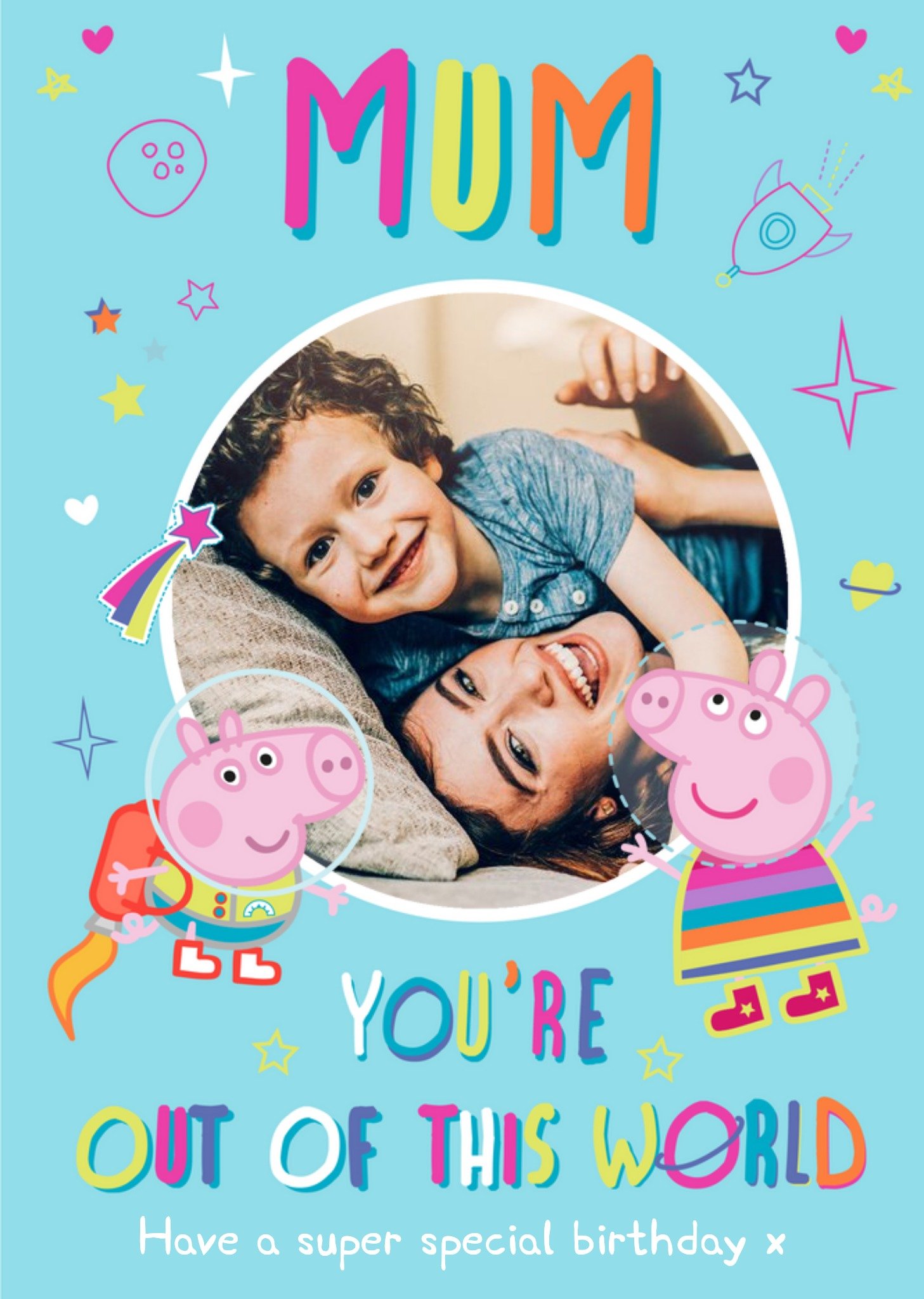 Peppa Pig Mum Birthday Photo Upload Card, Large