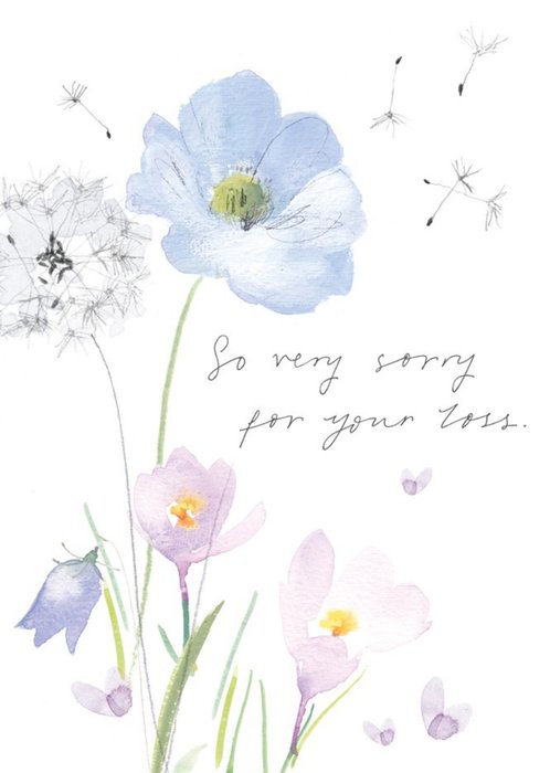 Floral Illustration So Very Sorry For Your Lost Sympathy Card