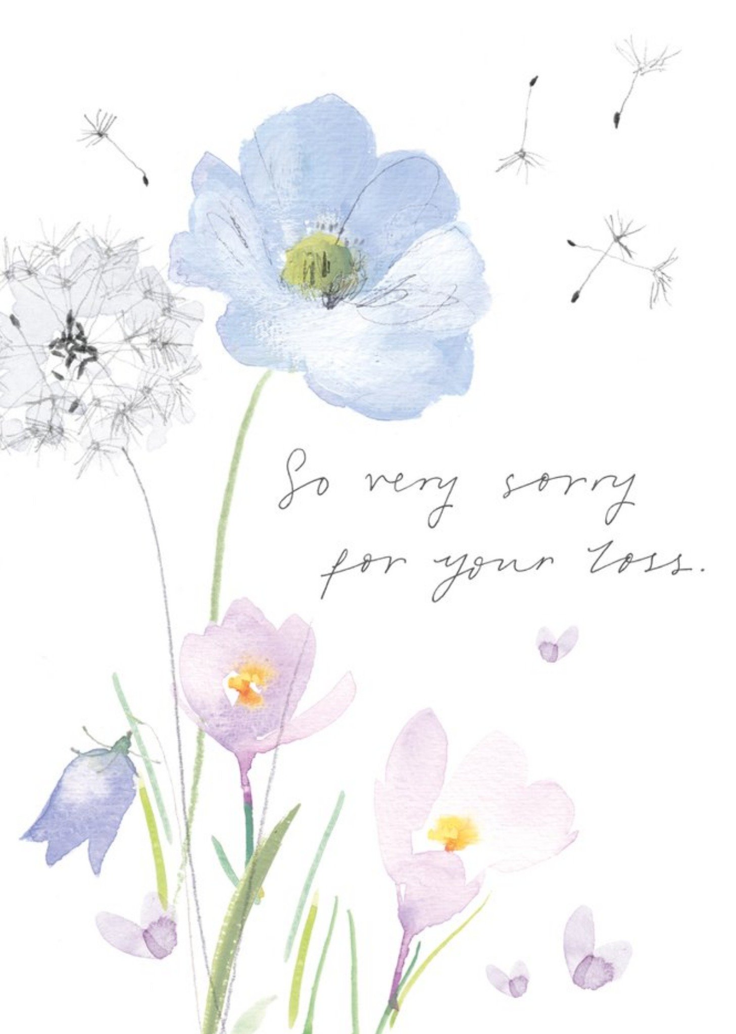 Moonpig Floral Illustration So Very Sorry For Your Lost Sympathy Card Ecard