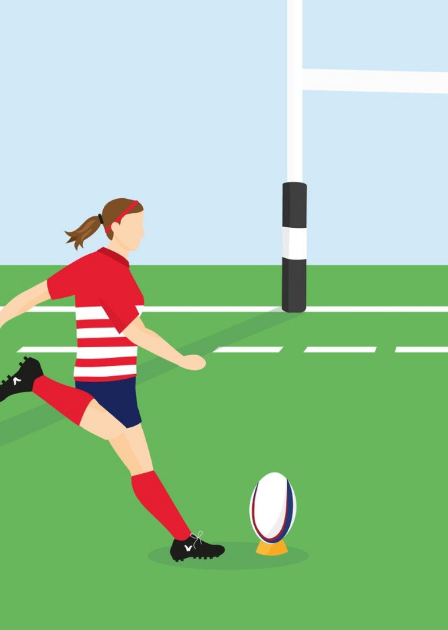 Moonpig Illustrated Female Rugby Player Card Ecard