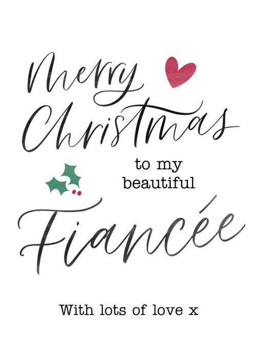 Modern Typographic Beautiful Fiancee Christmas Card
