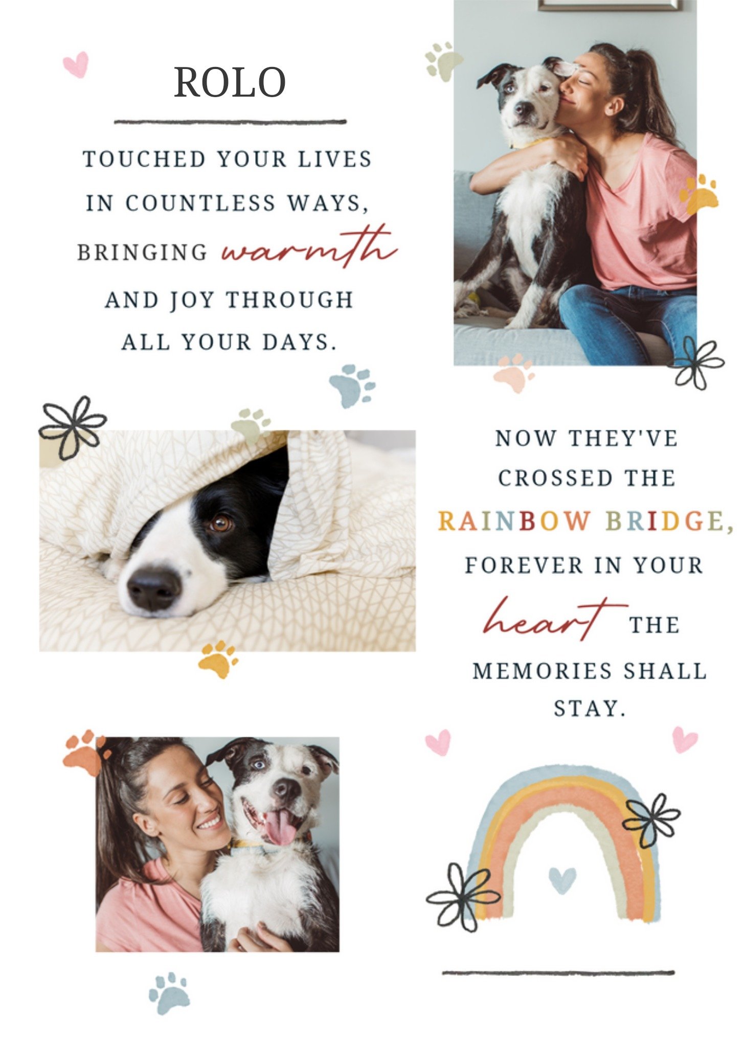 Pet Sympathy Verse Photo Upload Card Ecard