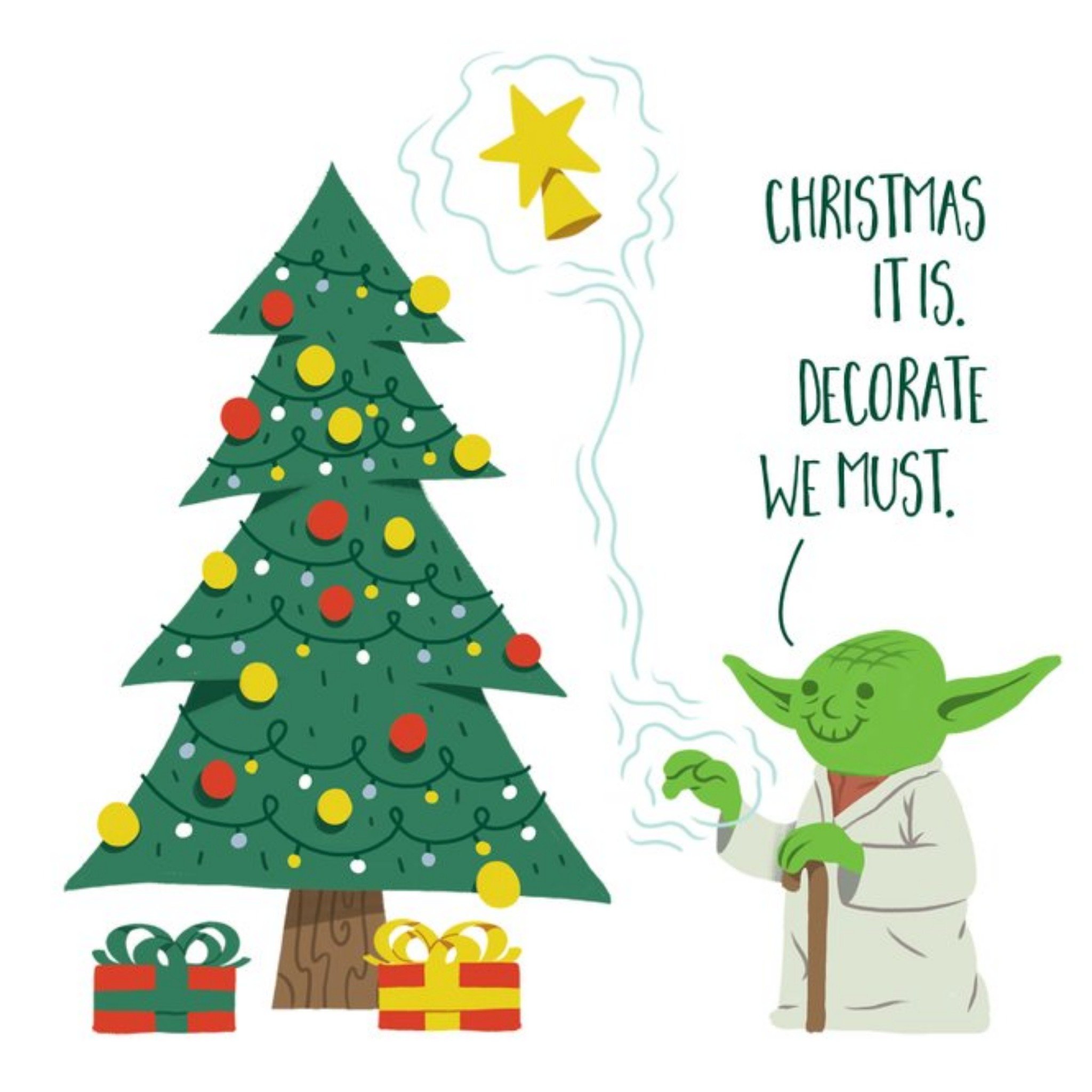 Disney Star Wars Decorate We Must Yoda Christmas Card, Square