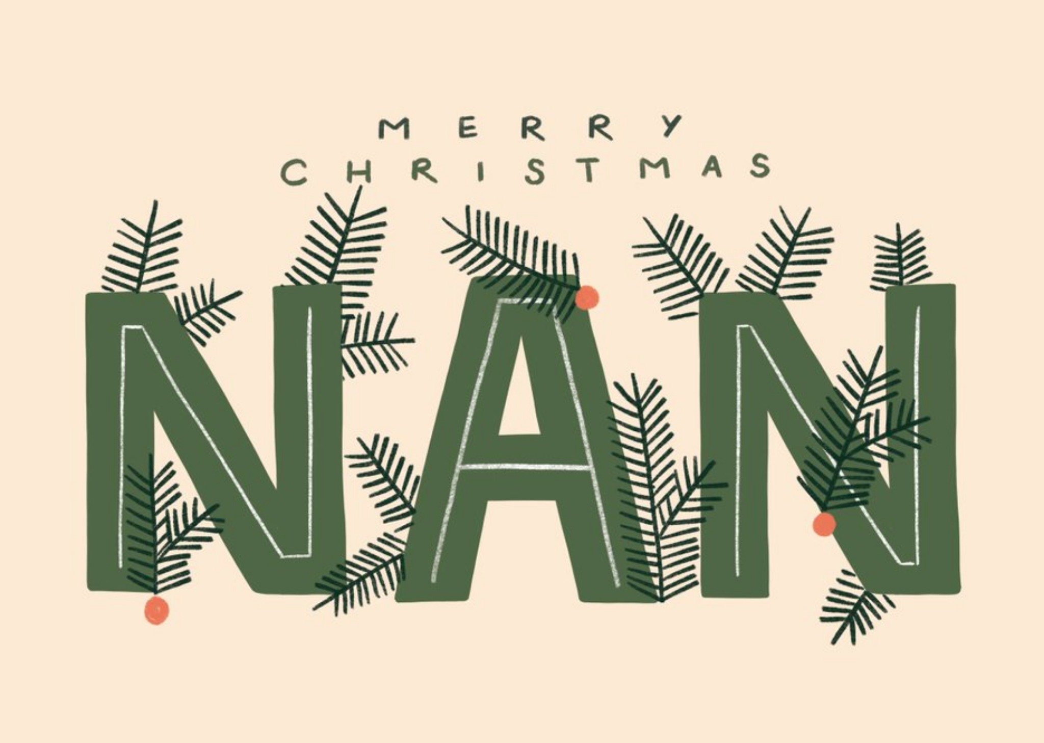 Merry Christmas Nan Typographic Card Ecard