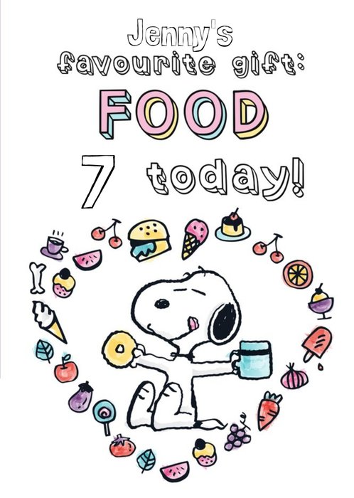 Cute Peanuts Snoopy Happy Favourite Gift Food Birthday Card