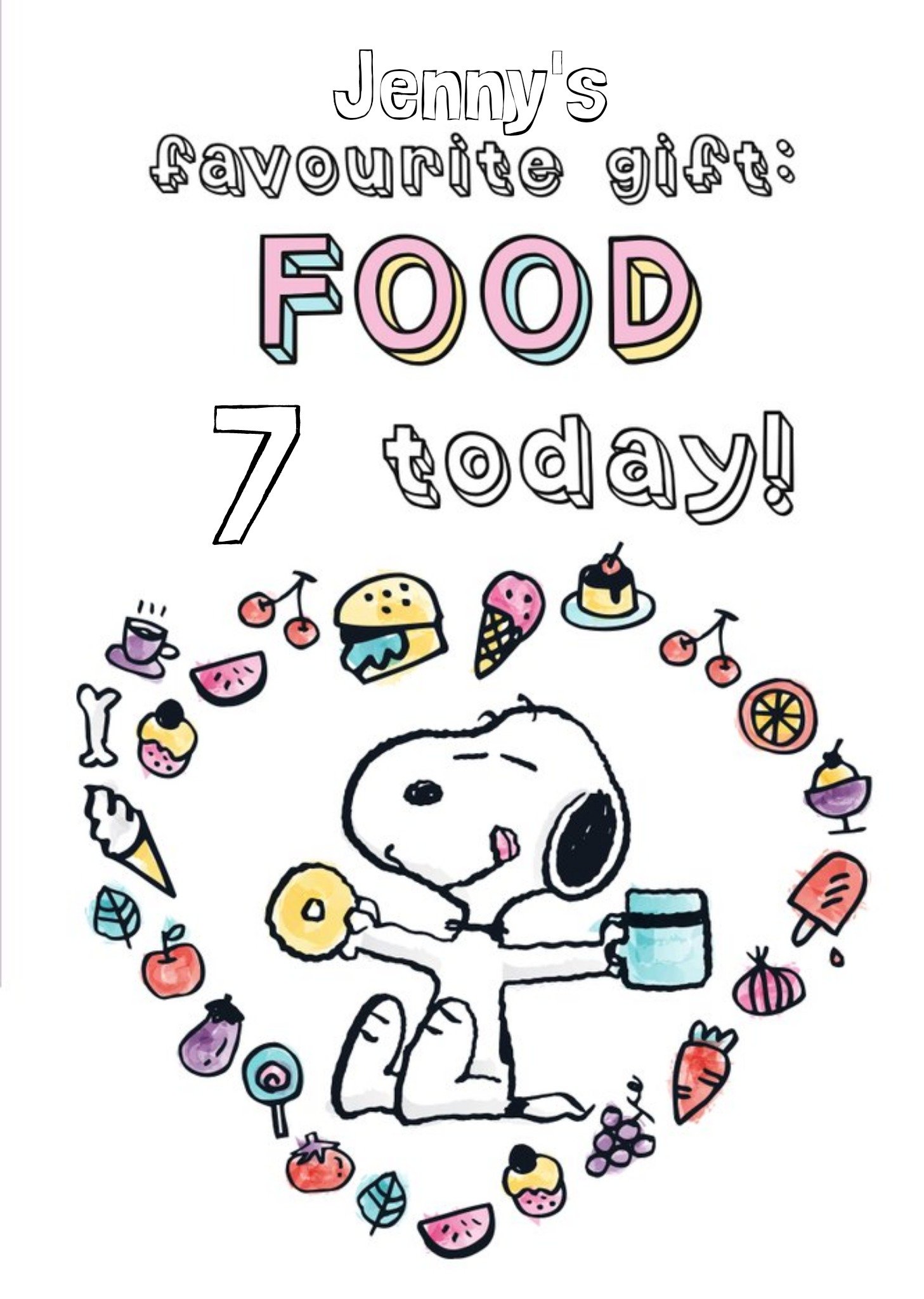 Moonpig Cute Peanuts Snoopy Happy Favourite Gift Food Birthday Card Ecard