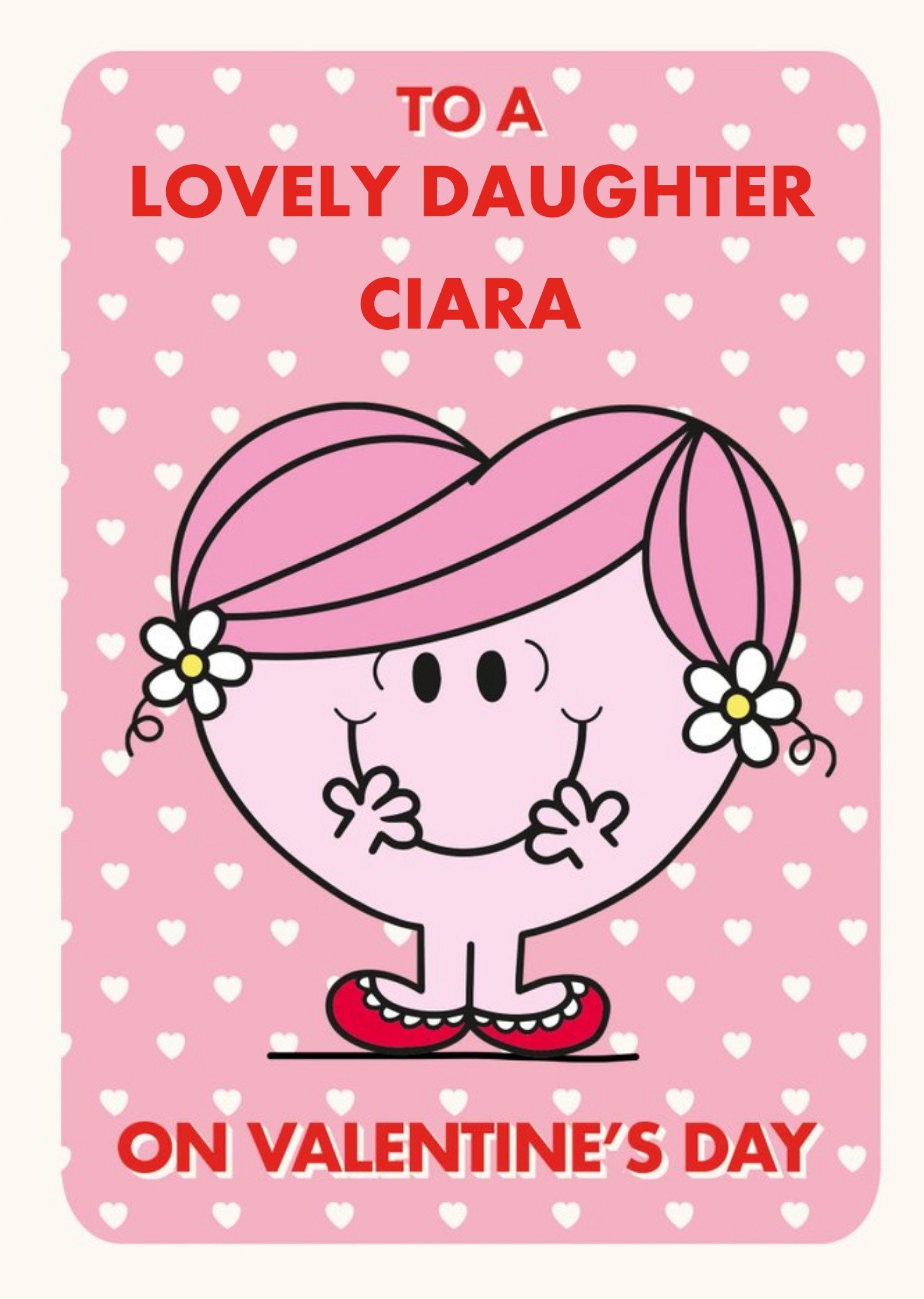 Moonpig Little Miss To A Lovely Daughter On Valentines Day Personalised Card, Large